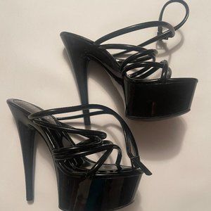 CAPE ROBBIN WOMAN'S HIGH HEEL BLACK SHOES SIZE 6 WRAP AROUND ANKLES